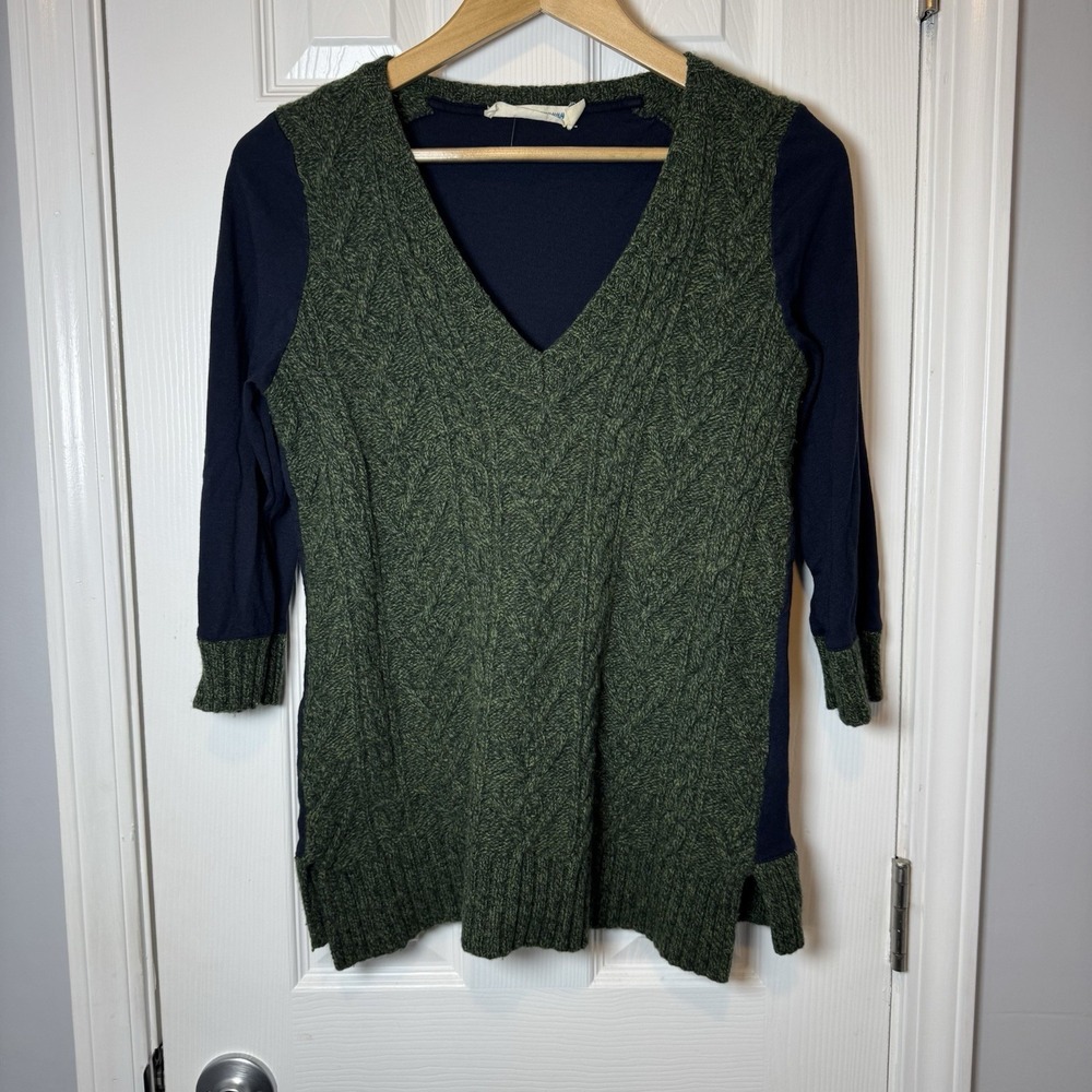 Pilcro And The Letterpress Anthropologie Women's Wool V-neck Jersey Sweater L